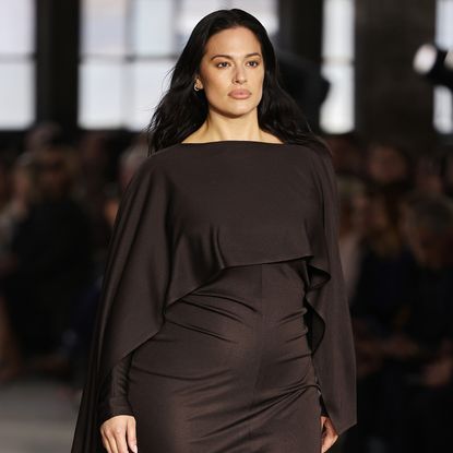 MILAN, ITALY - SEPTEMBER 25: Ashley Graham walks the runway at the Boss front row during Milan Fashion Week Womenswear Spring/Summer 2026 on September 25, 2025 in Milan, Italy. (Photo by Max Cisotti/Dave Benett/Getty Images)