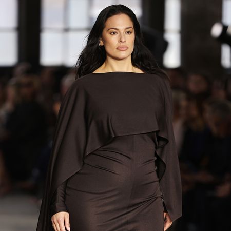MILAN, ITALY - SEPTEMBER 25: Ashley Graham walks the runway at the Boss front row during Milan Fashion Week Womenswear Spring/Summer 2026 on September 25, 2025 in Milan, Italy. (Photo by Max Cisotti/Dave Benett/Getty Images)