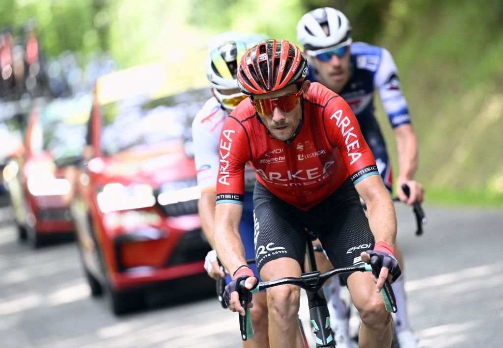 French Anthony Turgis of Total Energies French Bryan Coquard of Cofidis and Belgian Tim Declercq of Soudal QuickStep pictured in action during stage 8 of the Tour de France cycling race a 2007 km race from Libourne to Limoges France Saturday 08 July 2023 This years Tour de France takes place from 01 to 23 July 2023 BELGA PHOTO DIRK WAEM Photo by DIRK WAEM BELGA MAG Belga via AFP Photo by DIRK WAEMBELGA MAGAFP via Getty Images