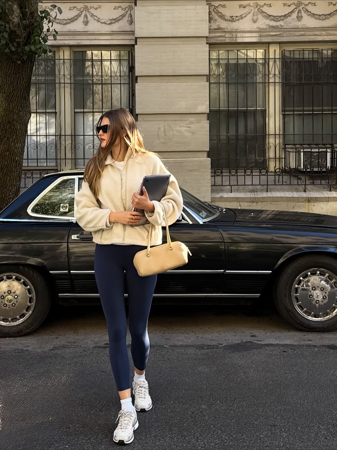 woman wearing winter legging outfit 2025