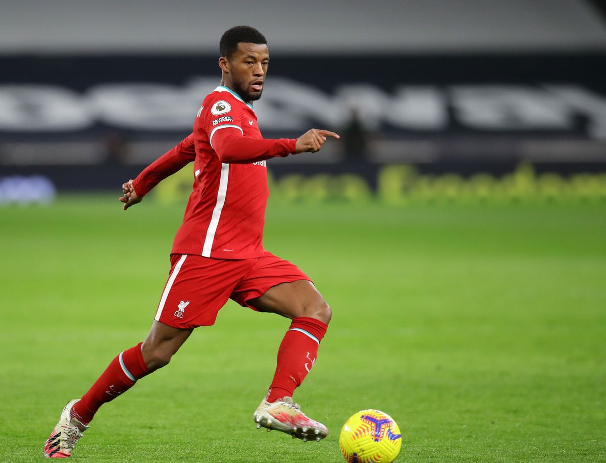 Georginio Wijnaldum of Liverpool during the Premier League match at the Tottenham Hotspur Stadium, London.