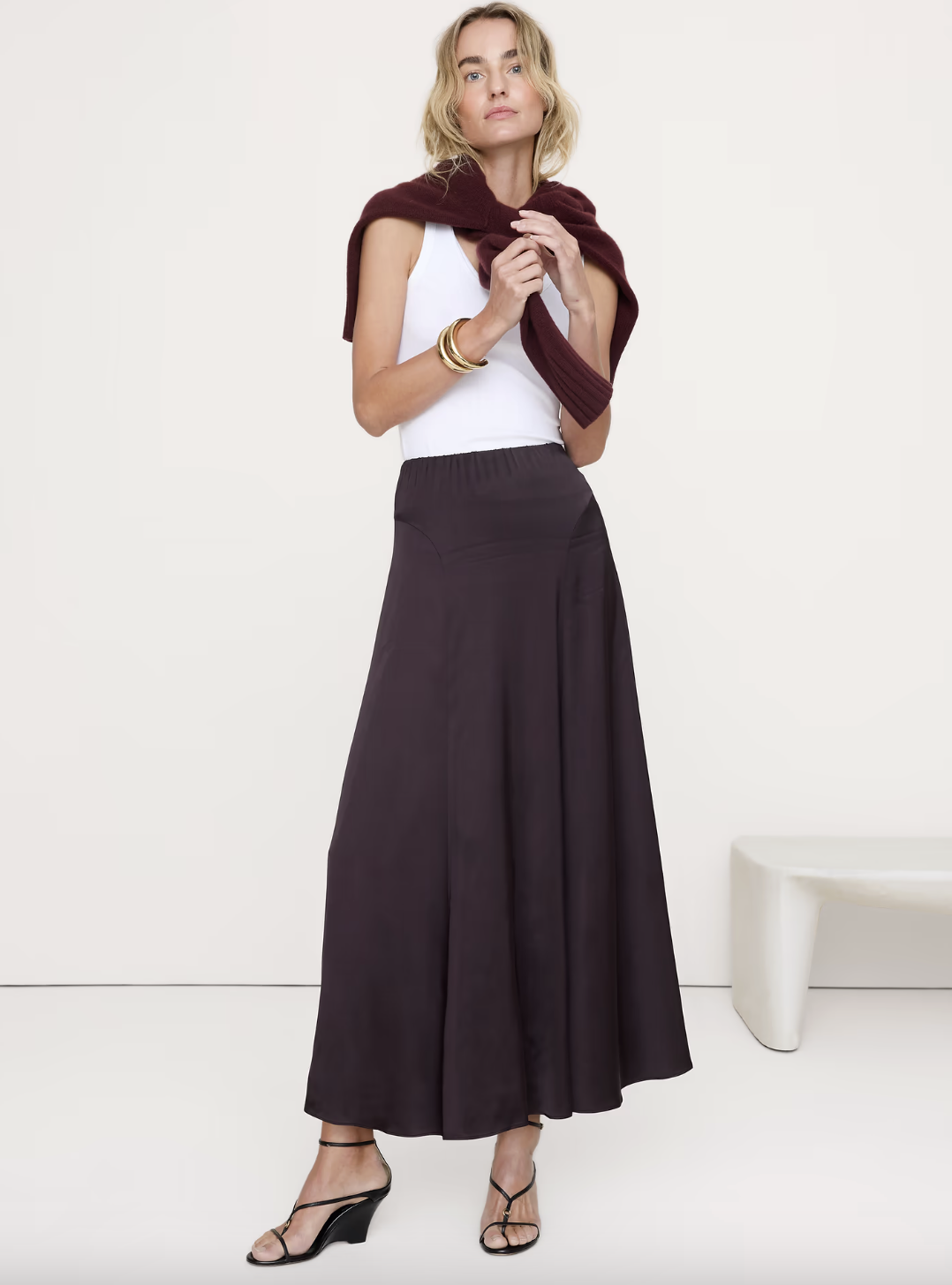 Banana Republic, Stretch-Satin Maxi Skirt
