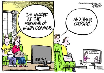 Political cartoon U.S. Larry Nassar sentencing USA Womens Gymnastics sexual assault
