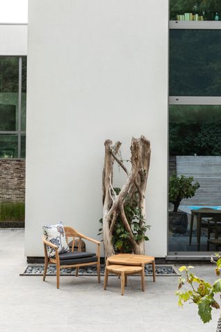 Teak furniture in a patio