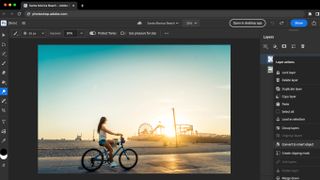 Photo of girl cycling being edited in Photoshop
