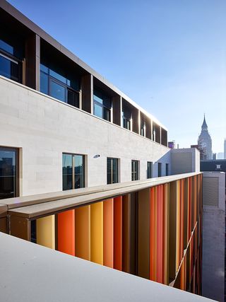 Autumn coloured design on building