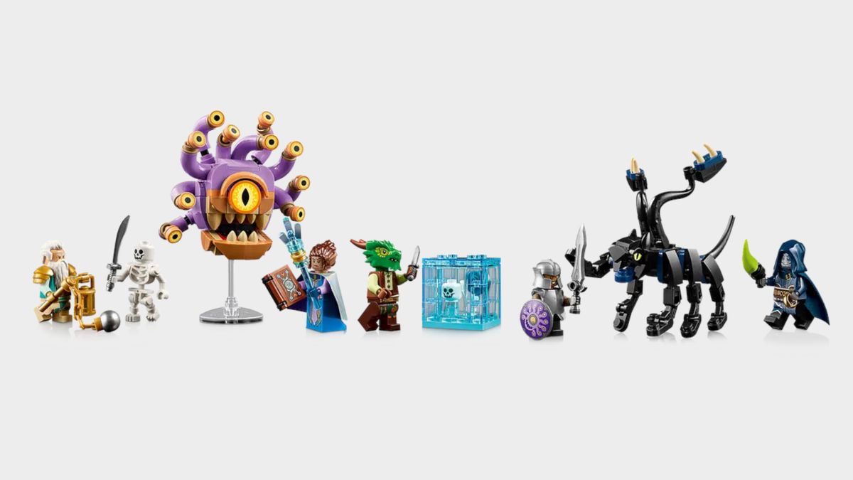 Lego D&amp;D set on a plain background