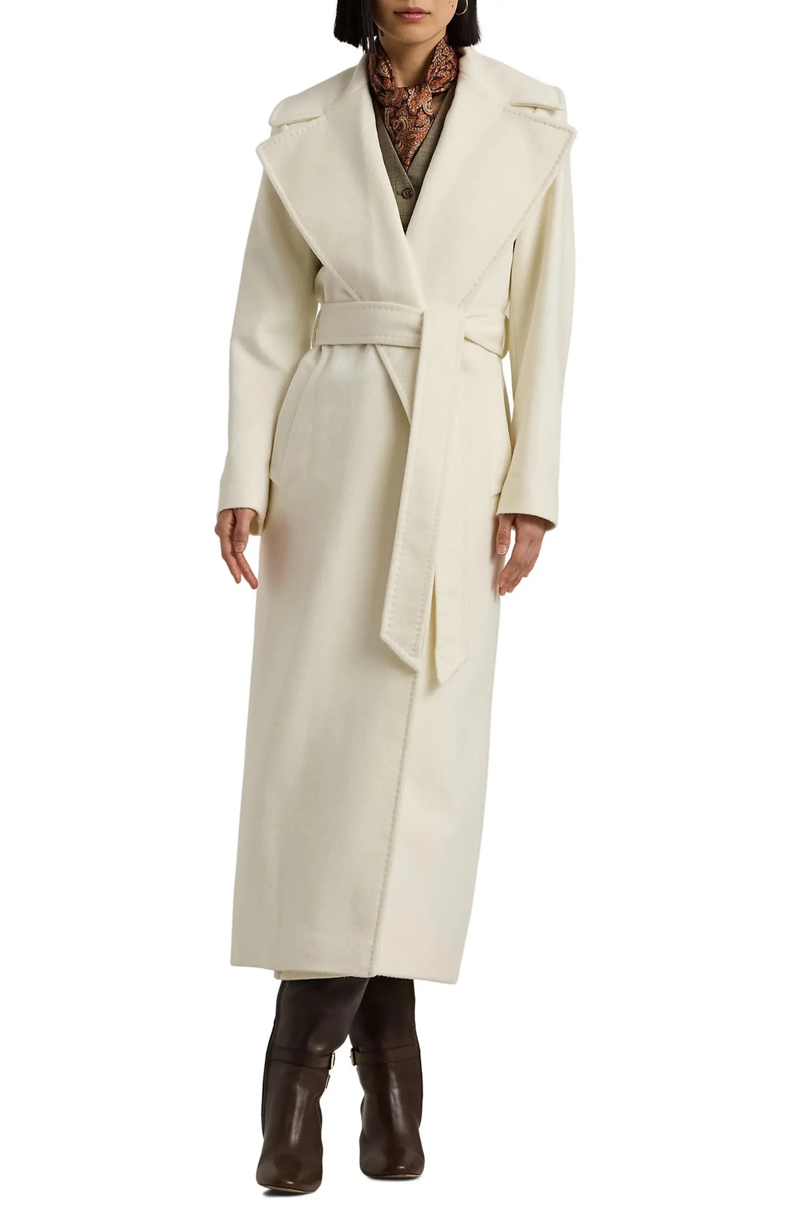 Lauren Ralph Lauren, Belted Wool Blend Wrap Coat
