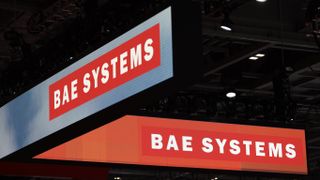 The BAE Systems logo at an exhibition