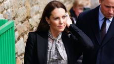 Princess Catherine’s Zara checked dress seen during a visit to the Aberfan Memorial Garden