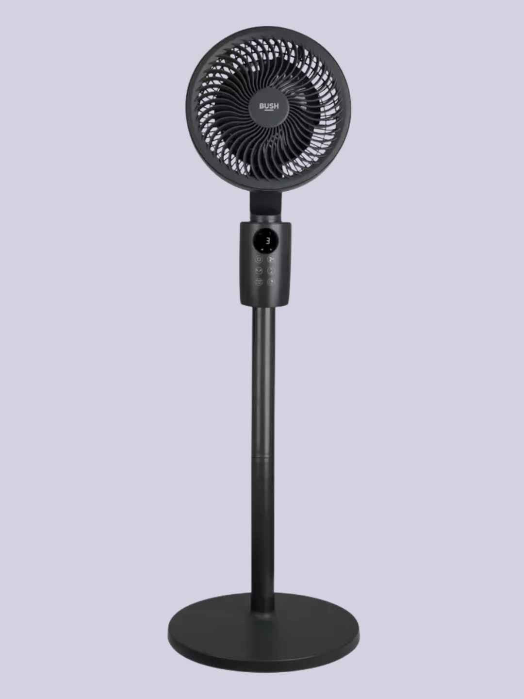 A 3D oscillating black pedestal fan from Bush