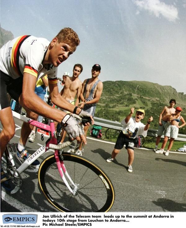Jan Ullrich's (Team Telekom) Pinarello Paris featured TIG-welded Columbus aluminum tubing.