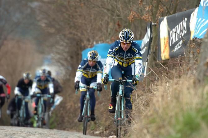 Vacansoleil riders scout the Koppenberg