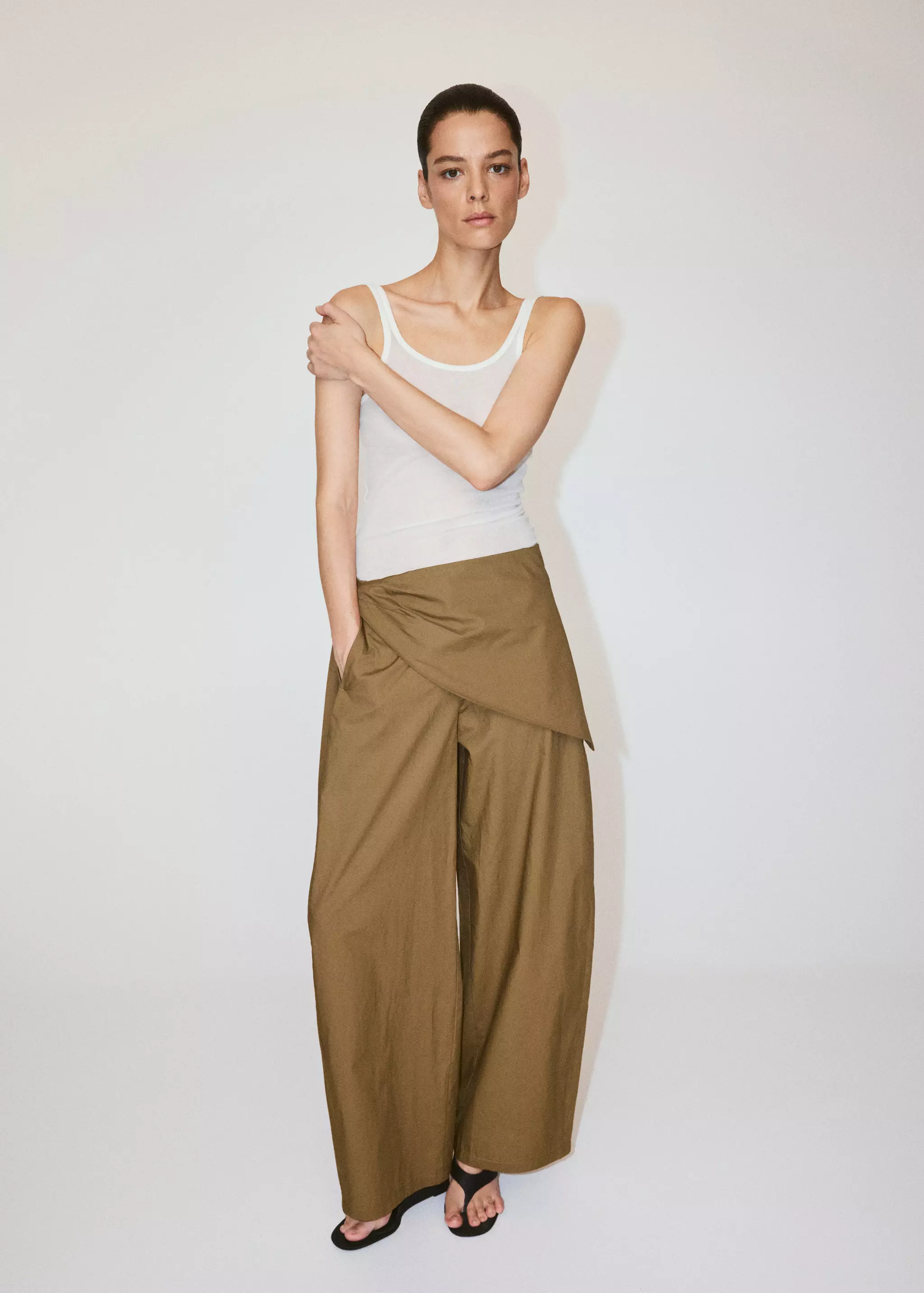 Straight Pants With Removable Scarf - Women | Mango Usa