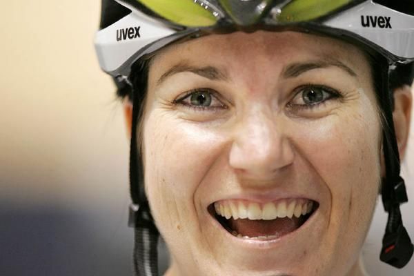 Anna Meares (Australia) was delighted after beating rival Shuang Guo (People's Republic of China) in the women's sprint.