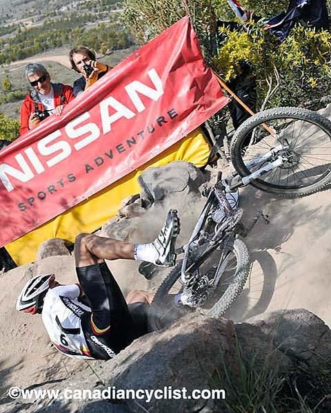 Julian Schelb (Germany) crashed right after the dropoff