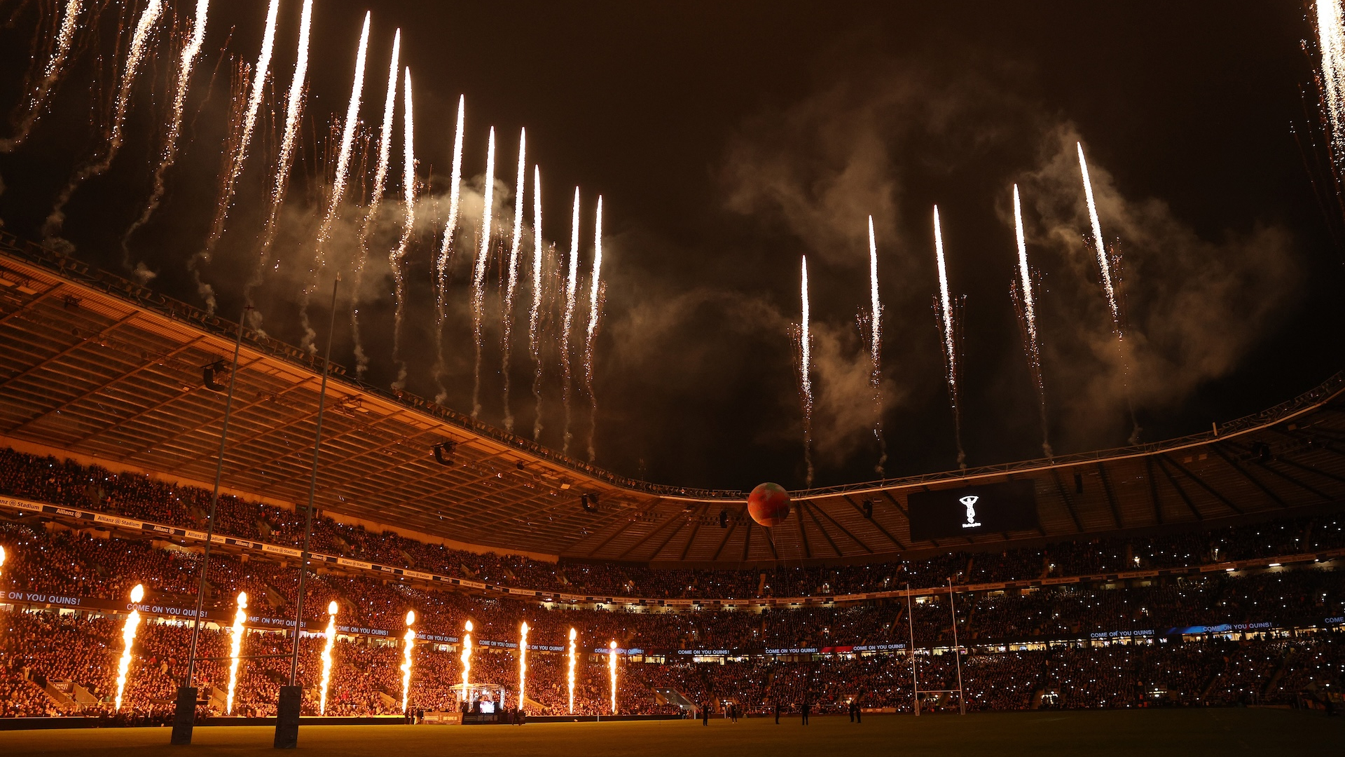 The Allianz Stadium with fireworks 