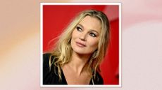 Kate Moss attends The Fashion Awards 2023 presented by Pandora at the Royal Albert Hall on December 4, 2023 in London, England/ in an orange and pink gradient template