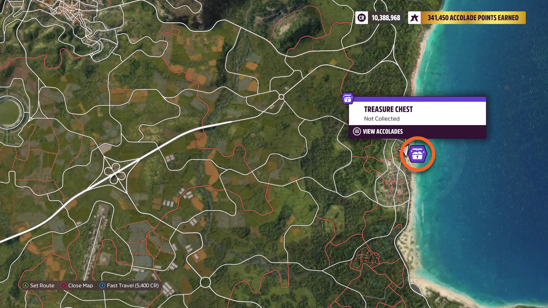 Forza Horizon 5 tropical fruit treasure hunt treasure chest location on map