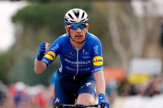 BOLLNE FRANCE MARCH 11 Arrival Michael Morkov of Denmark and Team Deceuninck QuickStep Celebration during the 79th Paris Nice 2021 Stage 5 a 200km stage from Vienne to Bollne ParisNice on March 11 2021 in Bollne France Photo by Bas CzerwinskiGetty Images