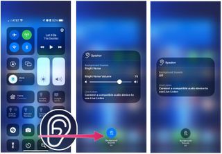 To use Background Sounds with Control Center, tap the Settings app. Scroll down, select Control Center. tap the Hearing tile, then select Backgrounds Sounds at the bottom to turn them off. Repeat the steps to turn the sounds off.
