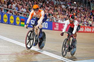 Harrie Lavreysen beats Nicholas Paul for the gold medal in the men's Sprint