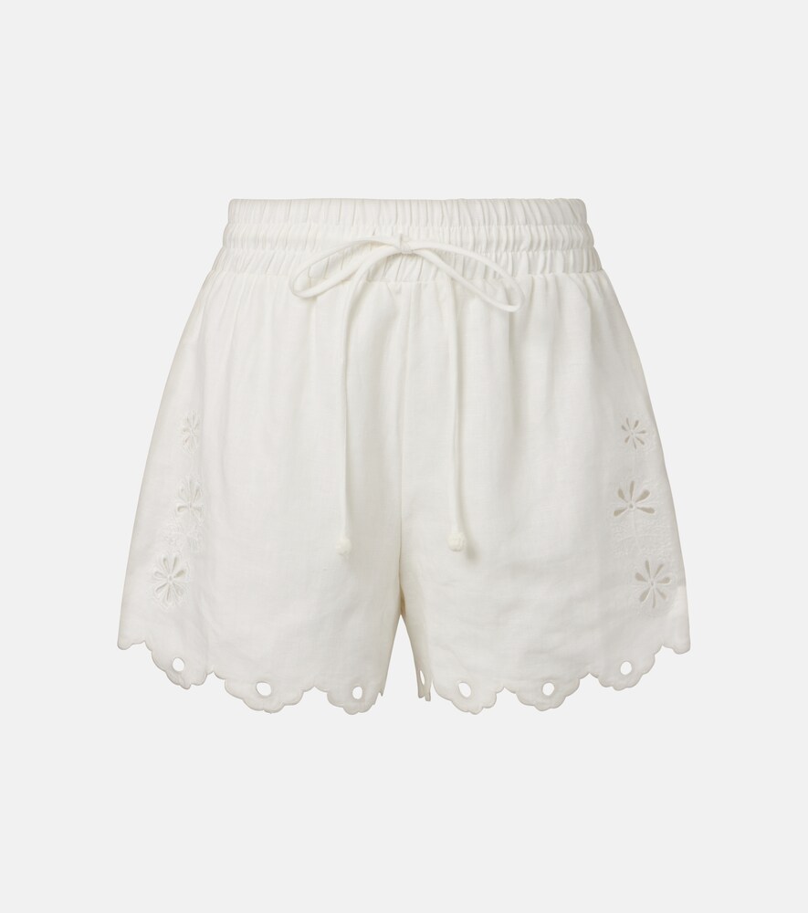 Embroidered Linen Shorts