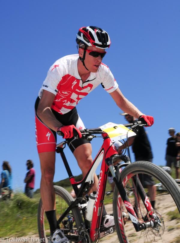 Max Plaxton (Specialized) being very attentive to Sam Schultz's attack
