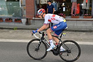 LEUVEN BELGIUM SEPTEMBER 24 Lewis Askey of The United Kingdom competes during the 94th UCI Road World Championships 2021 Men U23 Road Race a 1609km race from Antwerp to Leuven flanders2021 on September 24 2021 in Leuven Belgium Photo by Dirk Waem PoolGetty Images