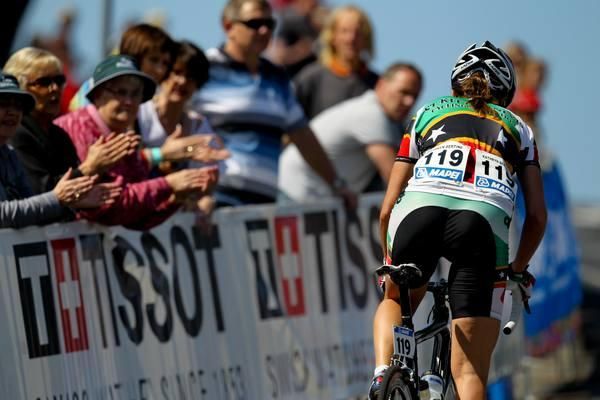 Kathryn Bertine (Saint Kitts and Nevis) was dropped but was still cheered on by the crowd.