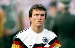 The best German players ever Germany player Lothar Matthaus looks on prior to the UEFA European Championships 1988 Group 1 match between West Germany and Italy held on June 10, 1988 at the Rheinstadion in Dusseldorf, West Germany. (Photo by Allsport/Getty Images/Hulton Archive)