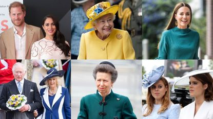 Six different images of British Royal Family members featured in woman&home's Royal Family quiz