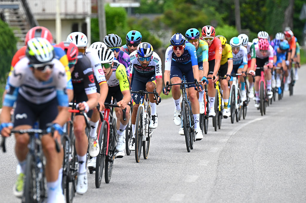 ASIAGO ITALY MAY 25 Daniel Felipe Martinez of Colombia and Team Red Bull BORA hansgrohe competes in the breakaway during the 108th Giro dItalia 2025 Stage 15 a 219km stage from Fiume Veneto to Asiago UCIWT on May 25 2025 in Asiago Italy Photo by Tim de WaeleGetty Images