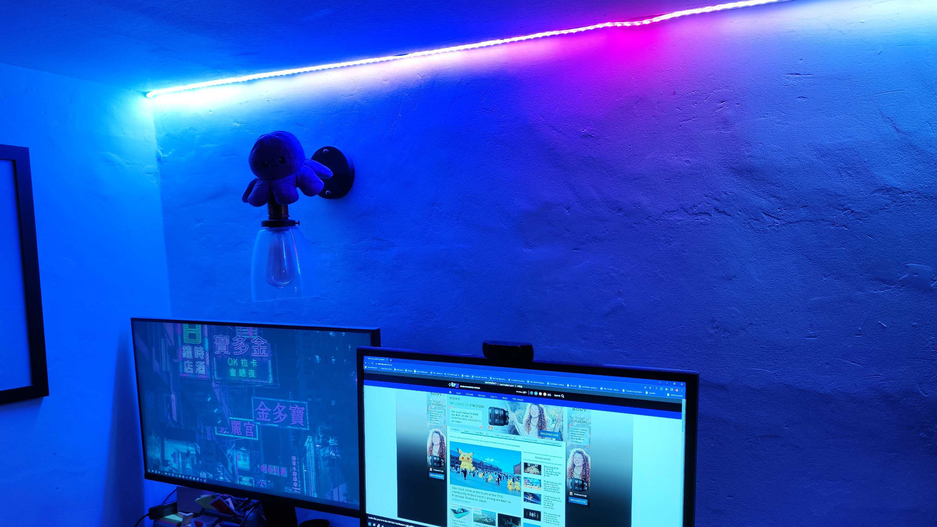 A workspace lit by the Govee M1 Smart Strip