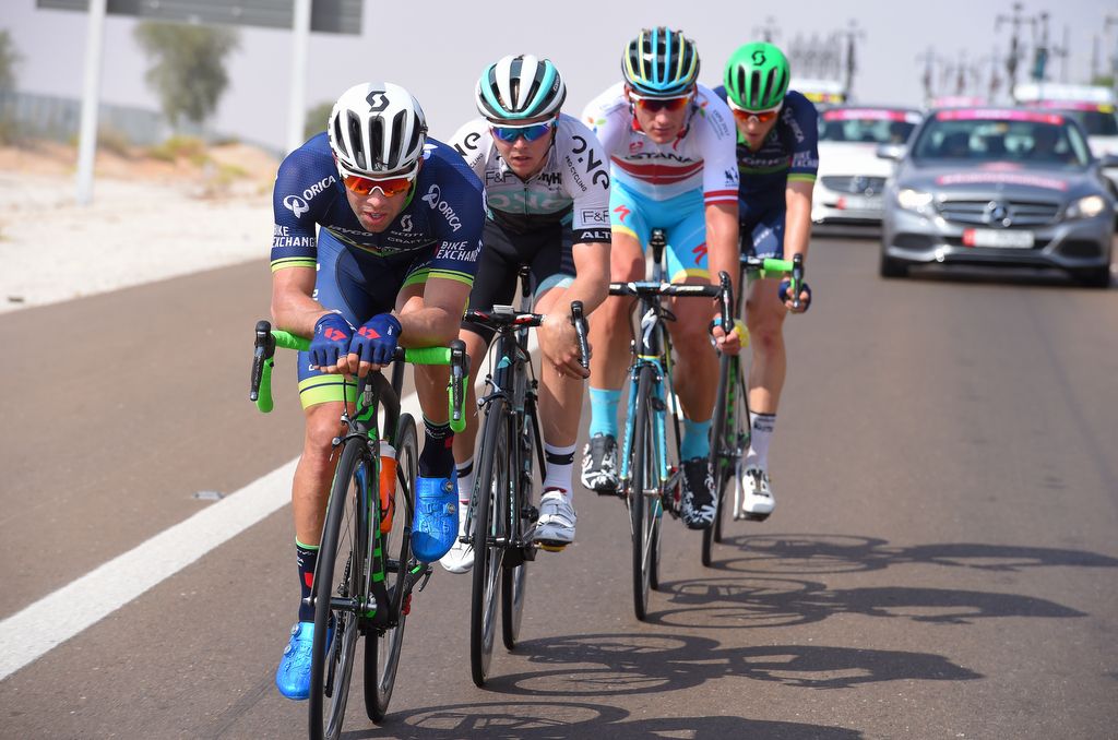 Michael Matthews takes his turn on the front of the breakaway