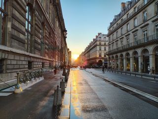 A street at sunset