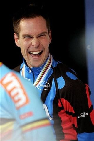 US rider Jonathan Page celebrates on the podium