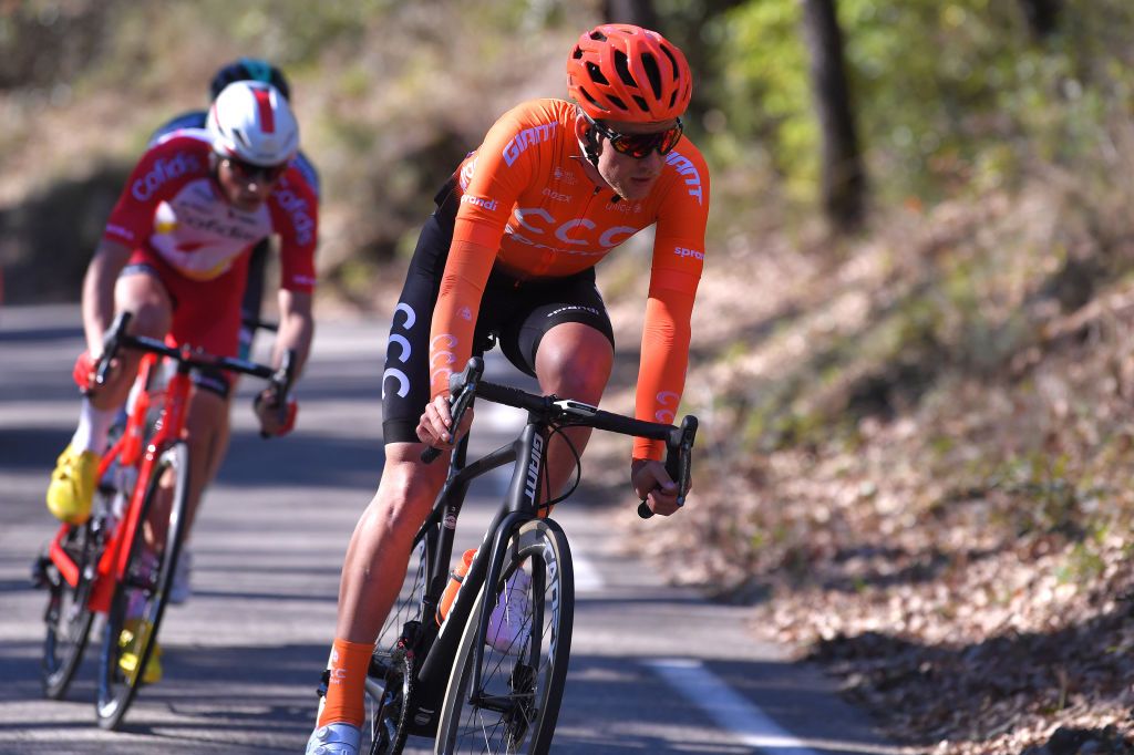 Jonas Koch (CCC Team) leads the early break on stage 2 of the our de La Provence