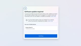 Meta account software update prompt