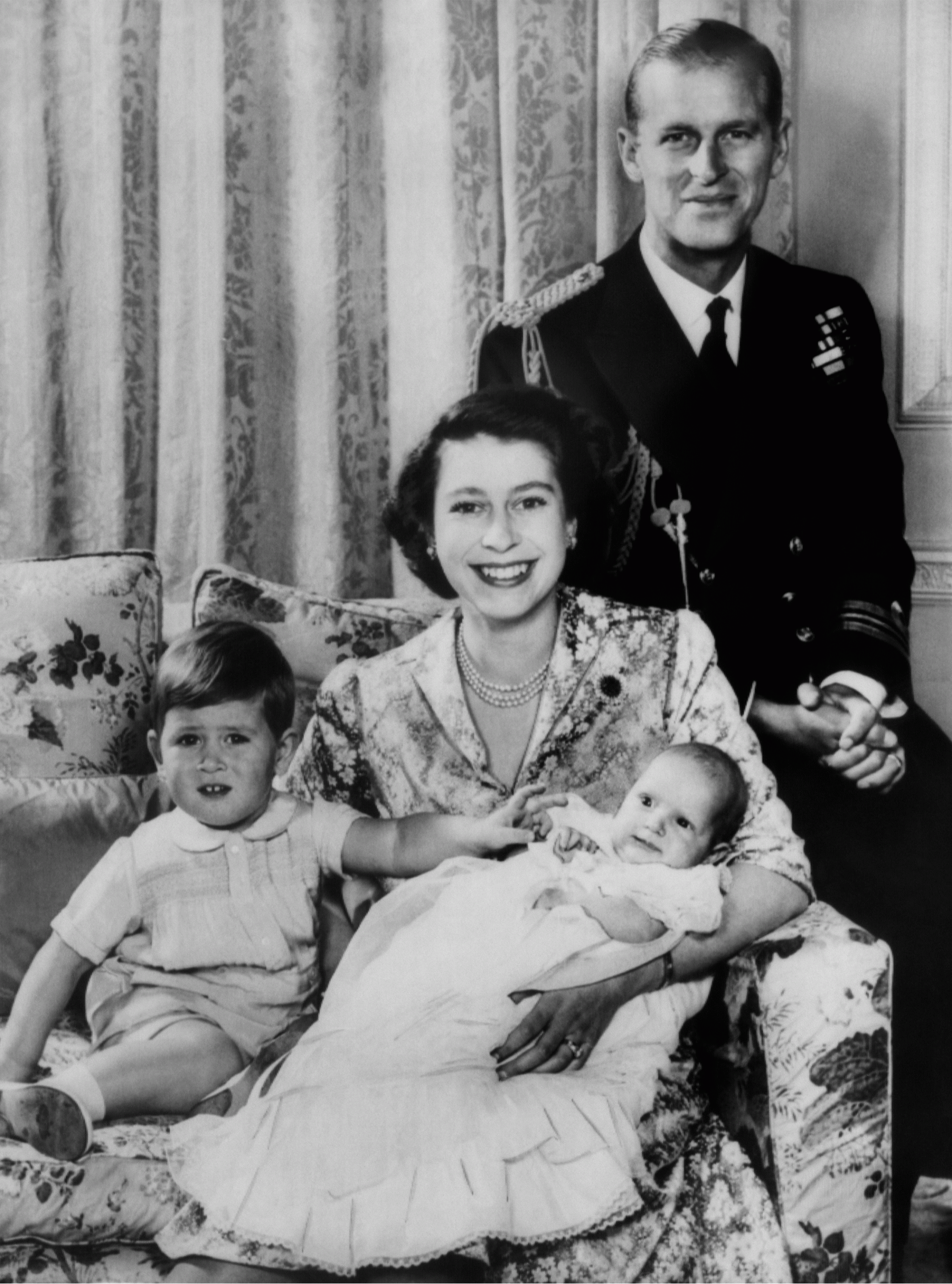 Queen Elizabeth II and Prince Phillip with their young family in 1951