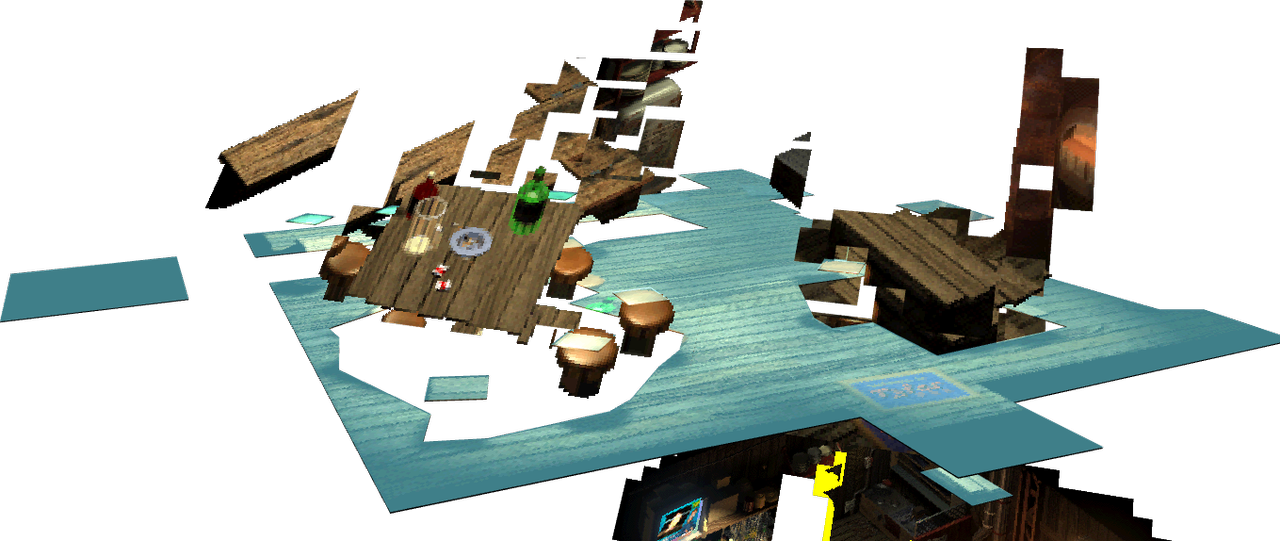 Several screenshots of environments in FF7, as well as the frog Touch Me.