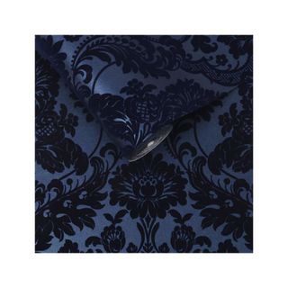 dark blue wallpaper with black gothic pattern