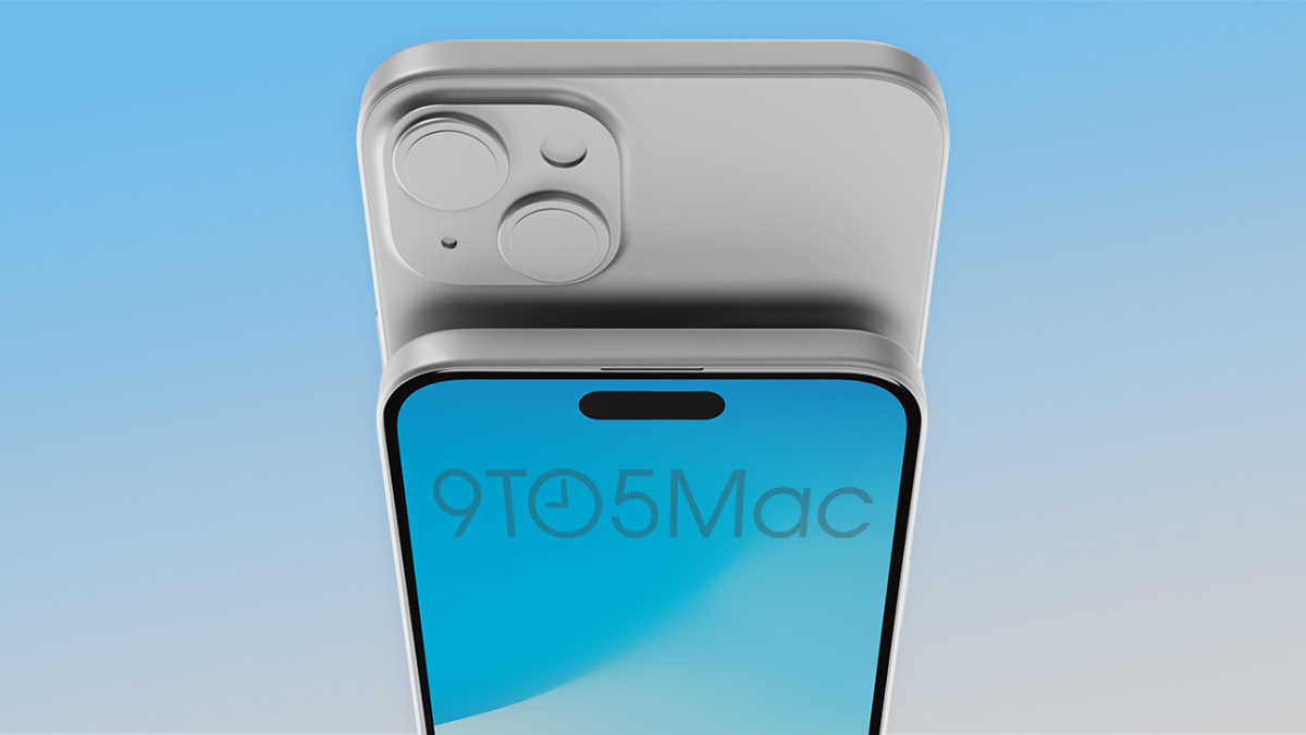 Unofficial renders showing the front and back of the iPhone 15