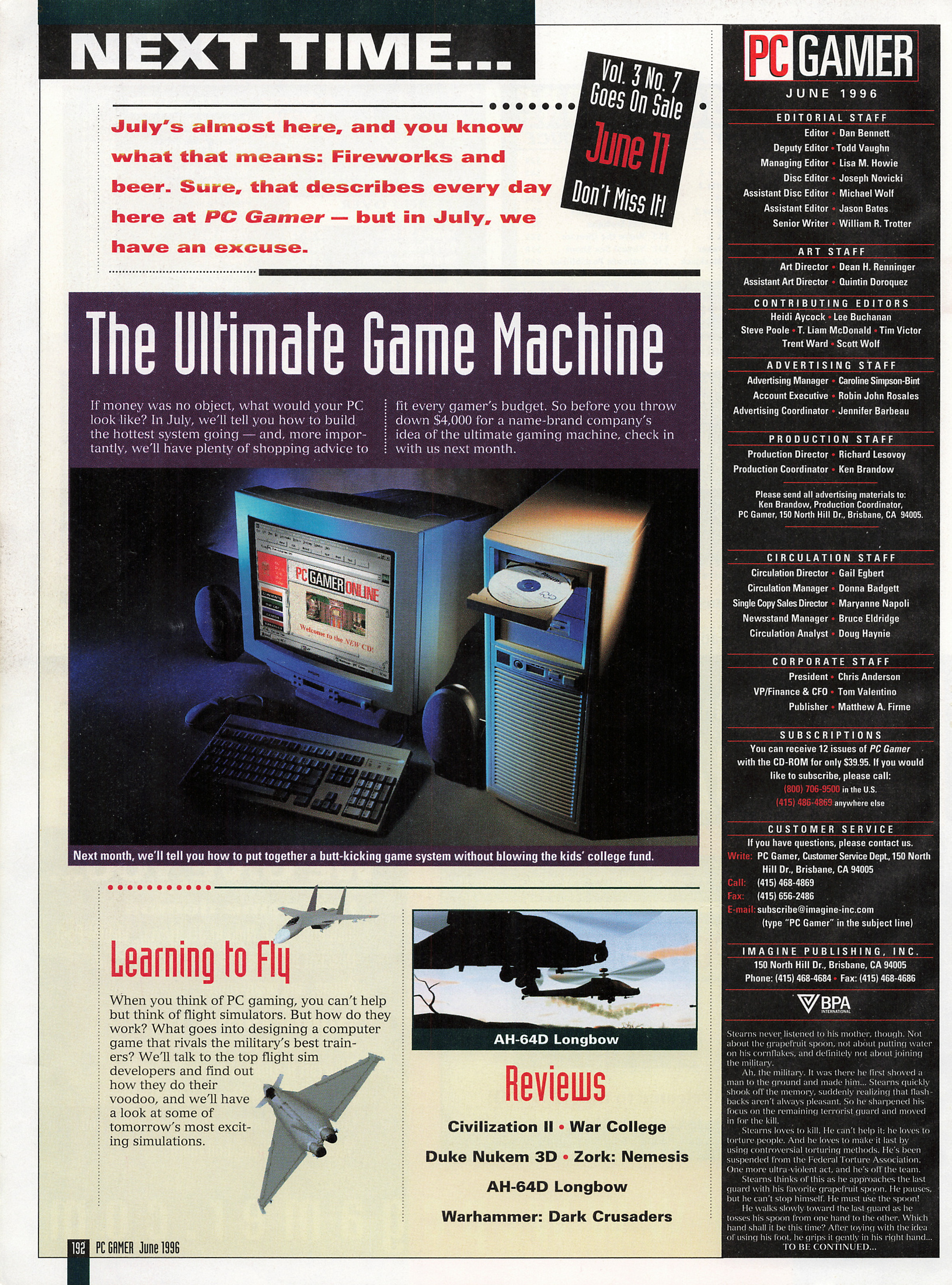 PC Gamer magazine back page