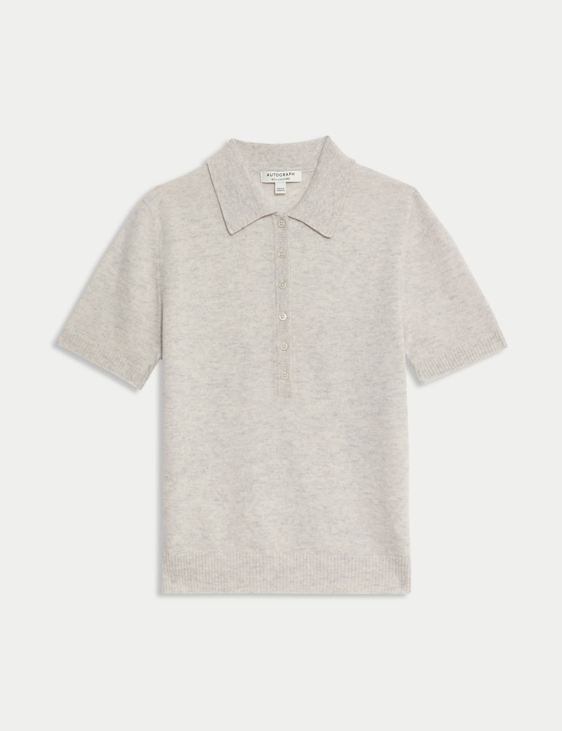 Merino Wool Rich Polo Neck Knitted Top With Cashmere