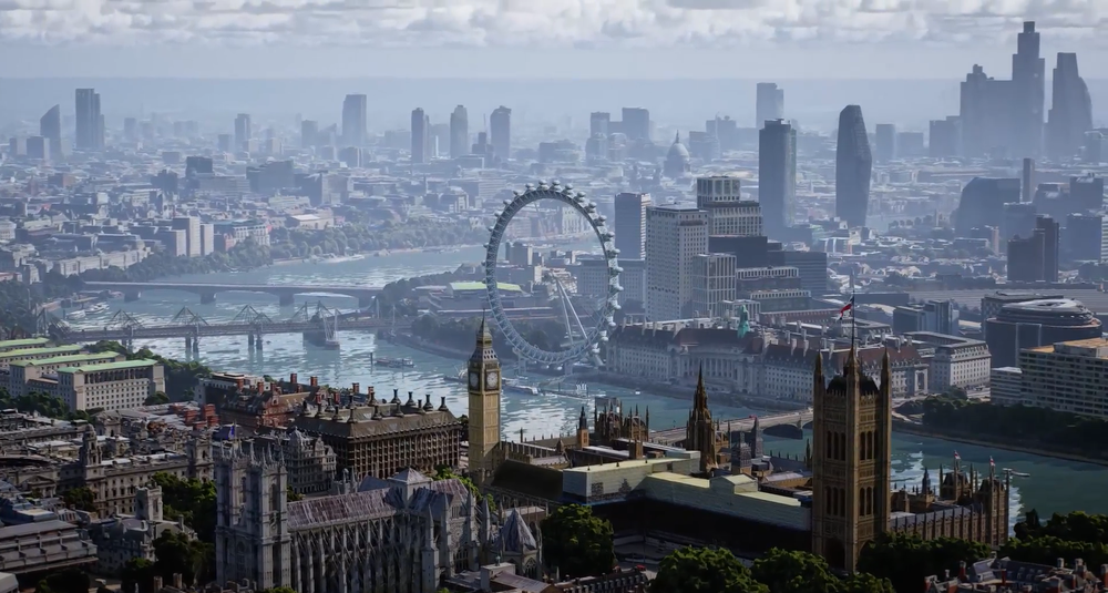 google maps immersive view 3d aerial shot of london