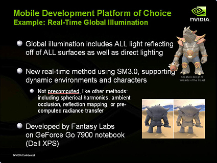 Global illumination takes into account light reflecting off all surfaces in the world (indirect illumination) in addition to light coming directly from light sources (direct illumination). The images created using global illumination are more photorealist