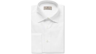 WHITE COTTON DRESS SHIRT WITH DOUBLE CUFFS