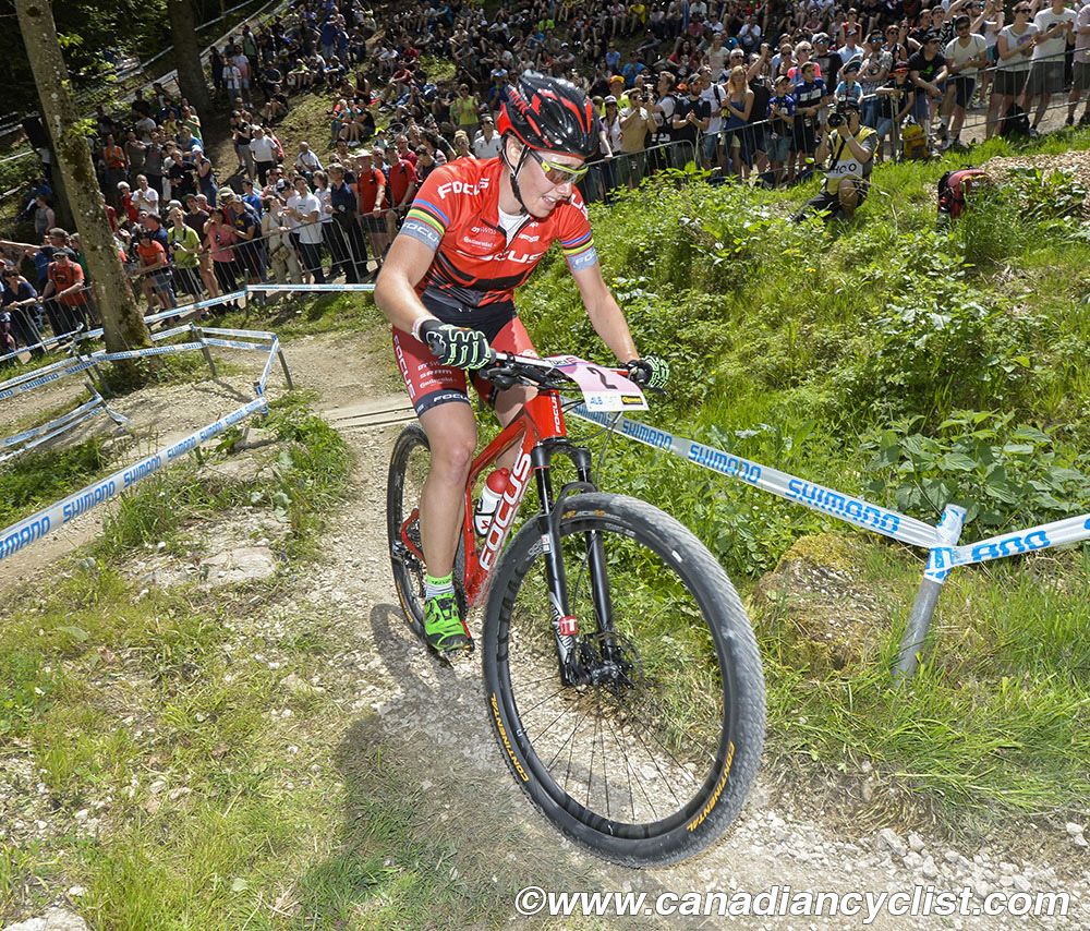 Linda Indergand (Focus XC Team) was the first to come off the chase, as Pendrel set a tough pace on the climbs