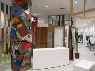 On the fifth floor, this patchwork column 'Rap Wrap' has been created by Leo Sewell